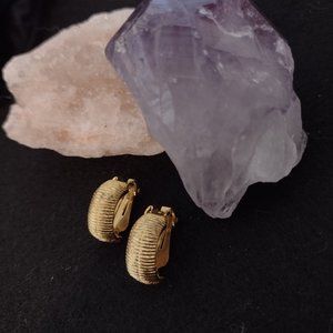 Small Golden Band Clip on Earrings